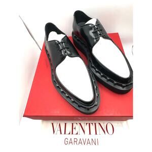 Valentino Garavani Rockstud M-Way Derby Black Calfskin Leather Studded EU 38.5